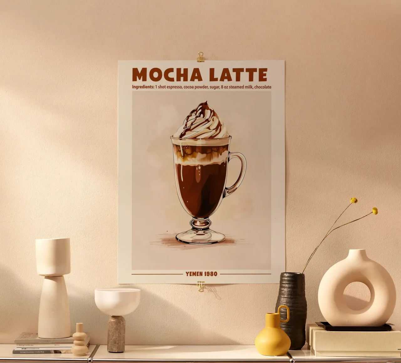 Mocha Latte, Yemen 1980 poster con telaio in alluminio da janetlynn