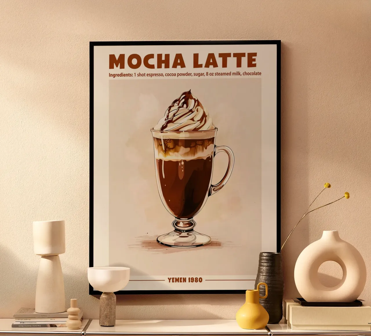 Mocha Latte, Yemen 1980 poster con telaio in alluminio da janetlynn