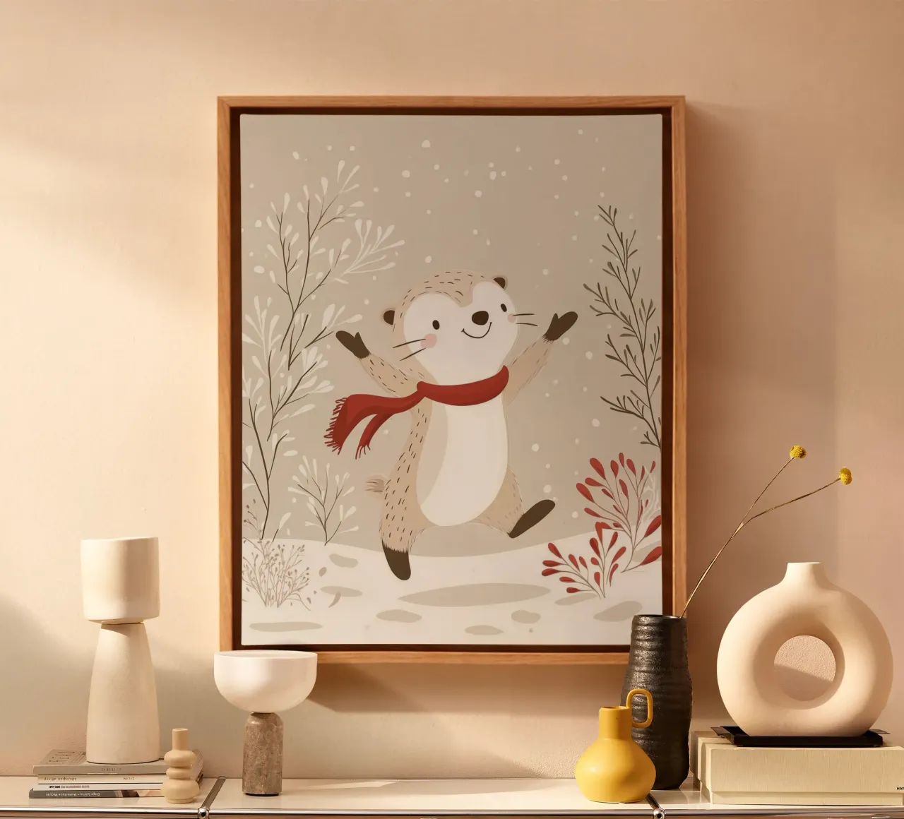 Whimsical Nutria canvas with Floater frame by Happy Littles