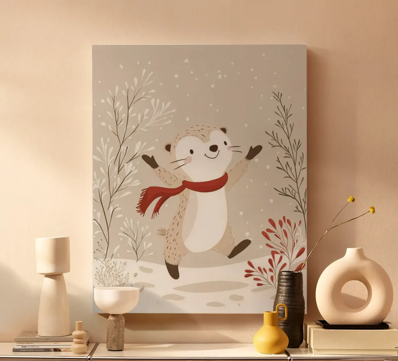 Whimsical Nutria canvas with Floater frame by Happy Littles