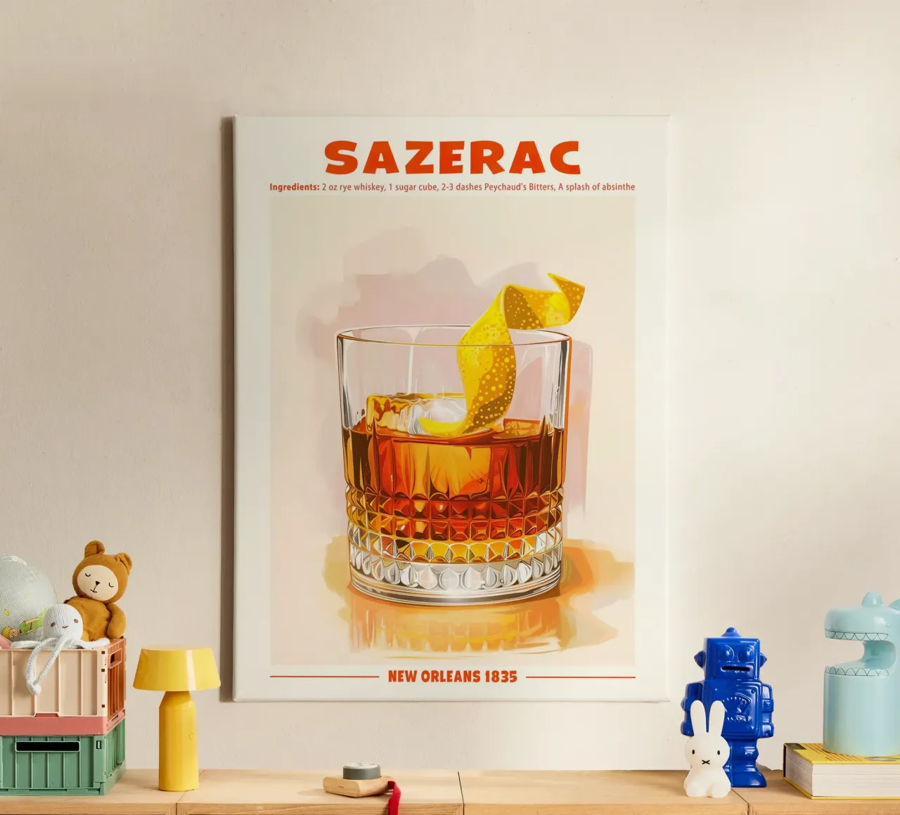 Sazerac, New Orleans 1835 Leinwand mit Schattenfugenrahmen von janetlynn
