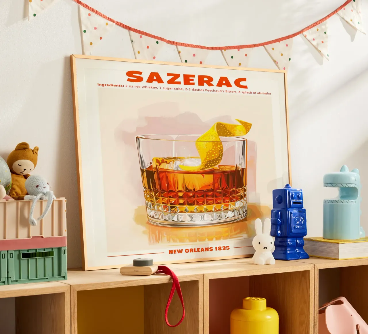 Sazerac, New Orleans 1835 poster con telaio in legno da janetlynn