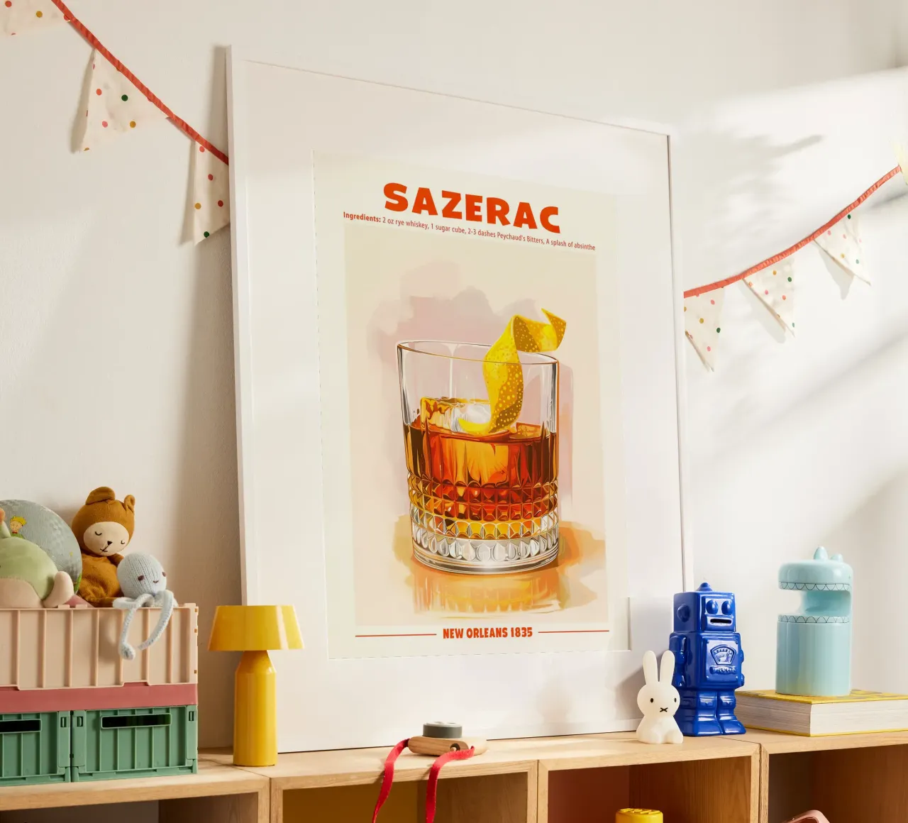Sazerac, New Orleans 1835 poster con telaio in legno da janetlynn