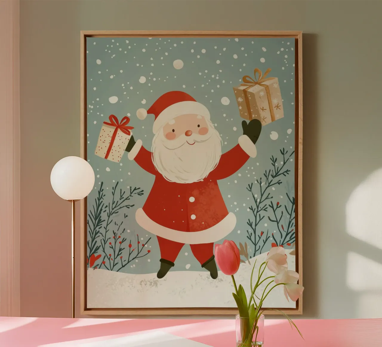 Skurriler Weihnachtsmann Leinwand mit Schattenfugenrahmen von Happy Littles