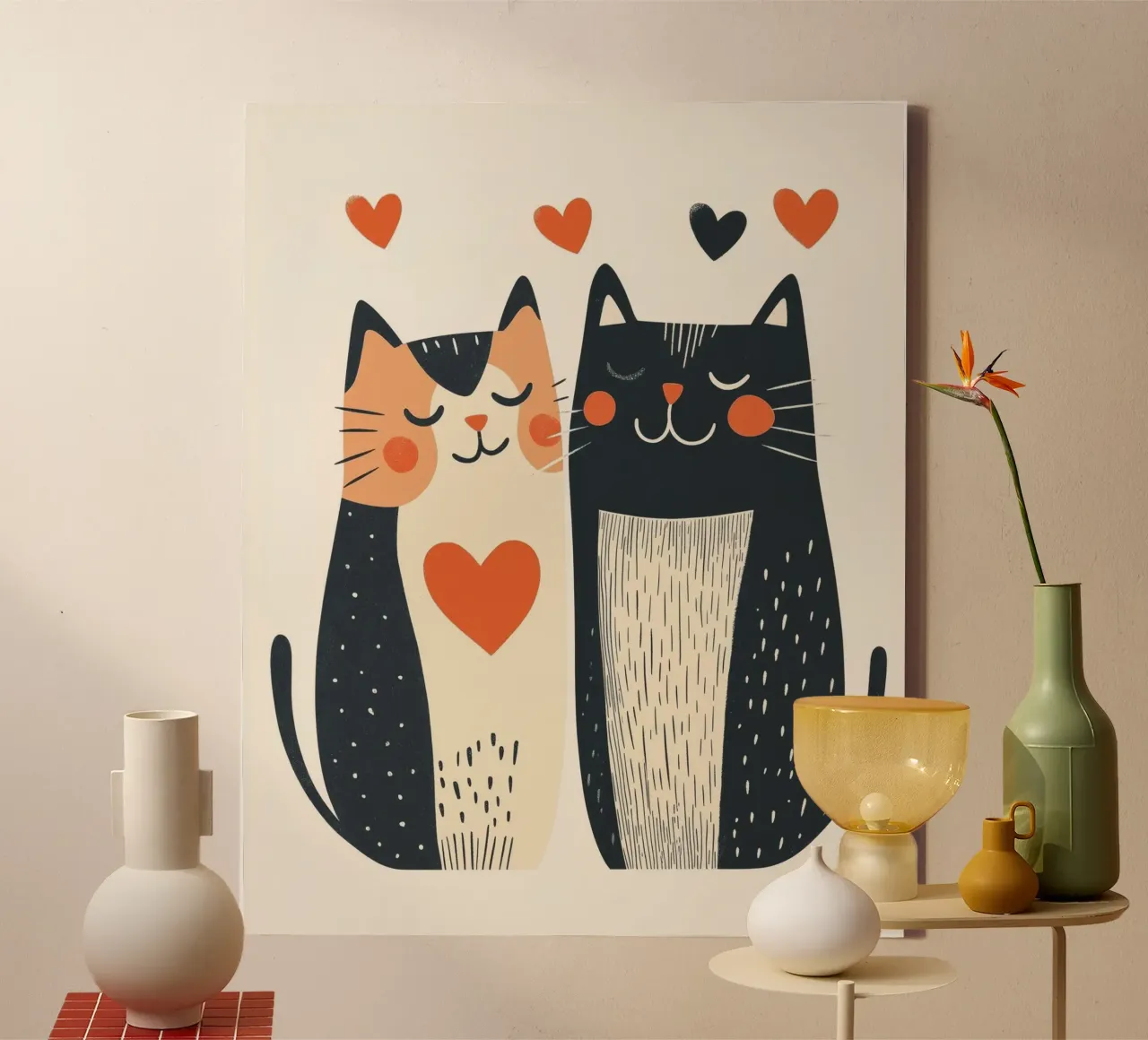 Whimsical Cats canvas with Floater frame by Happy Littles