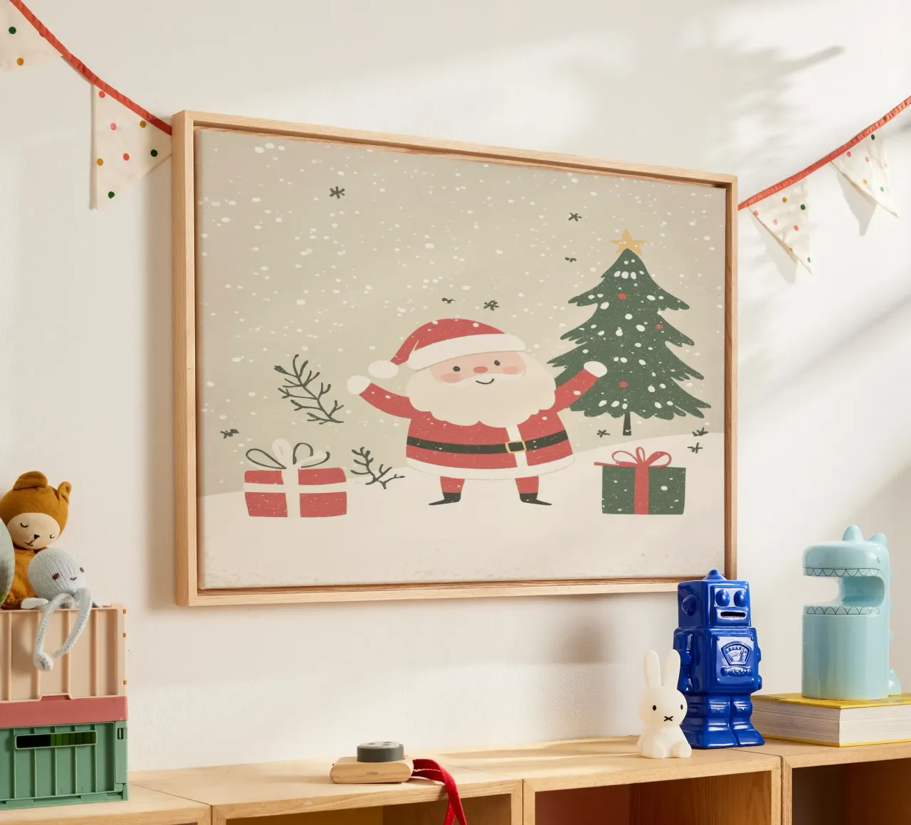 Grillige Kerstman canvas met Baklijst van Happy Littles