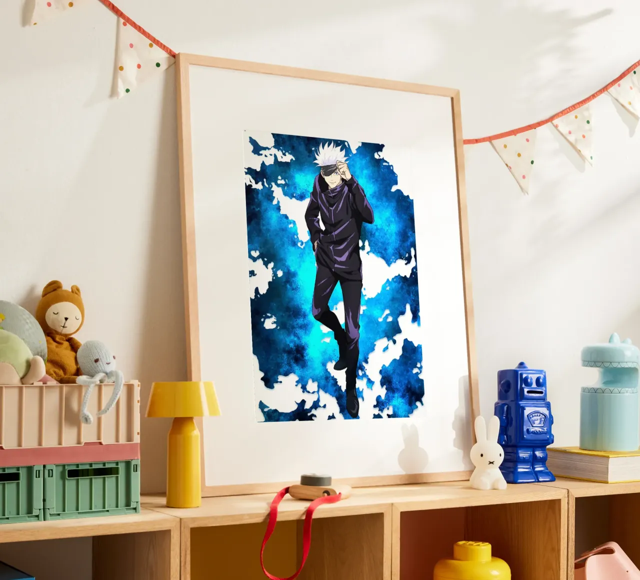 Jujutsu Kaisen - gojo Satoru poster con telaio in alluminio da eliouxence