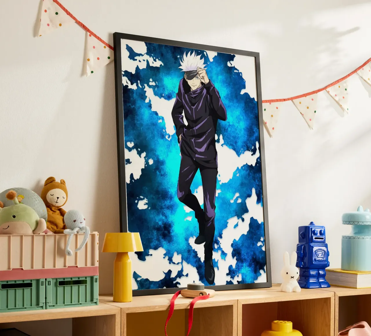 Jujutsu Kaisen - gojo Satoru poster con telaio in alluminio da eliouxence