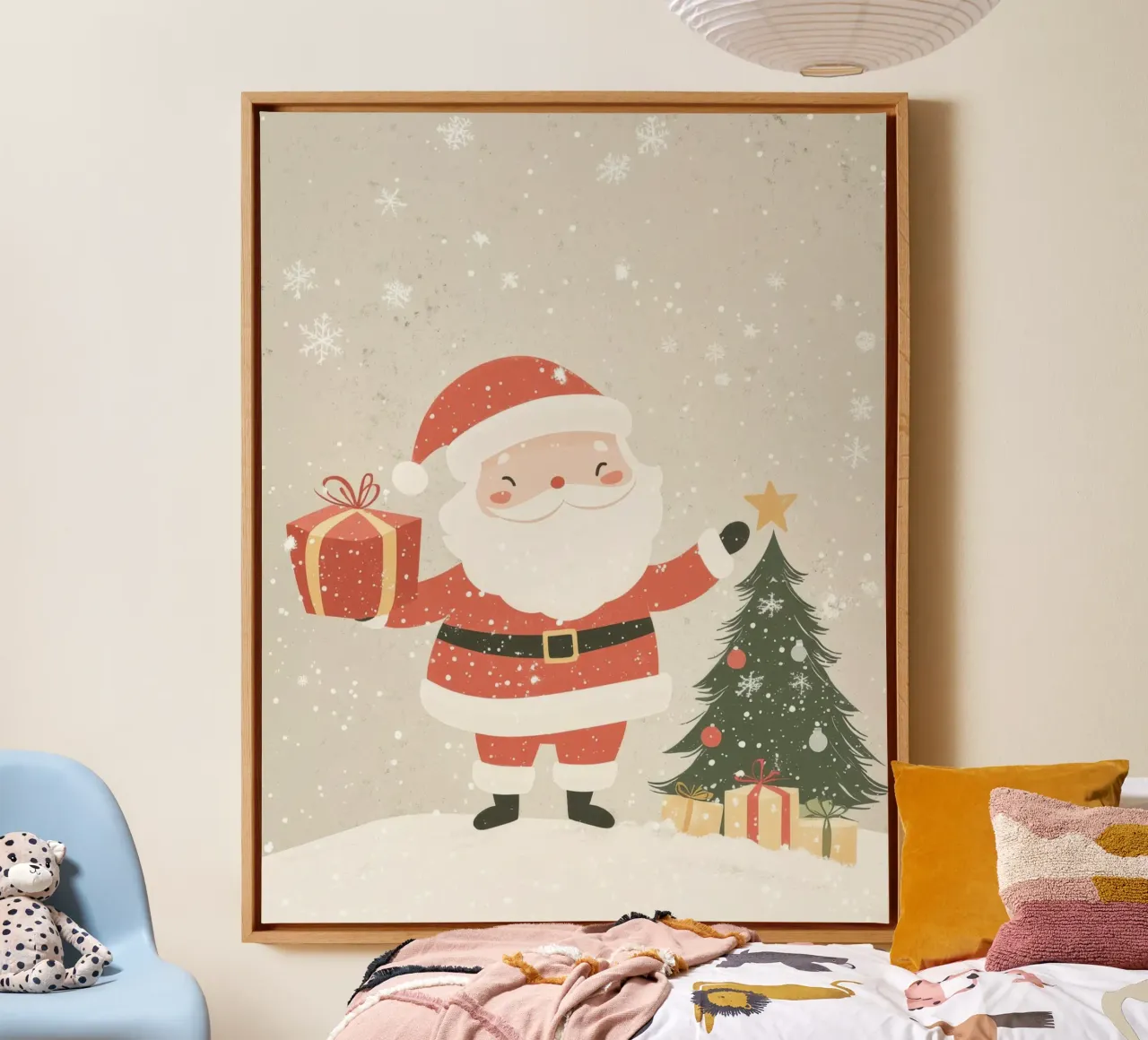 Grillige Kerstman canvas met Baklijst van Happy Littles
