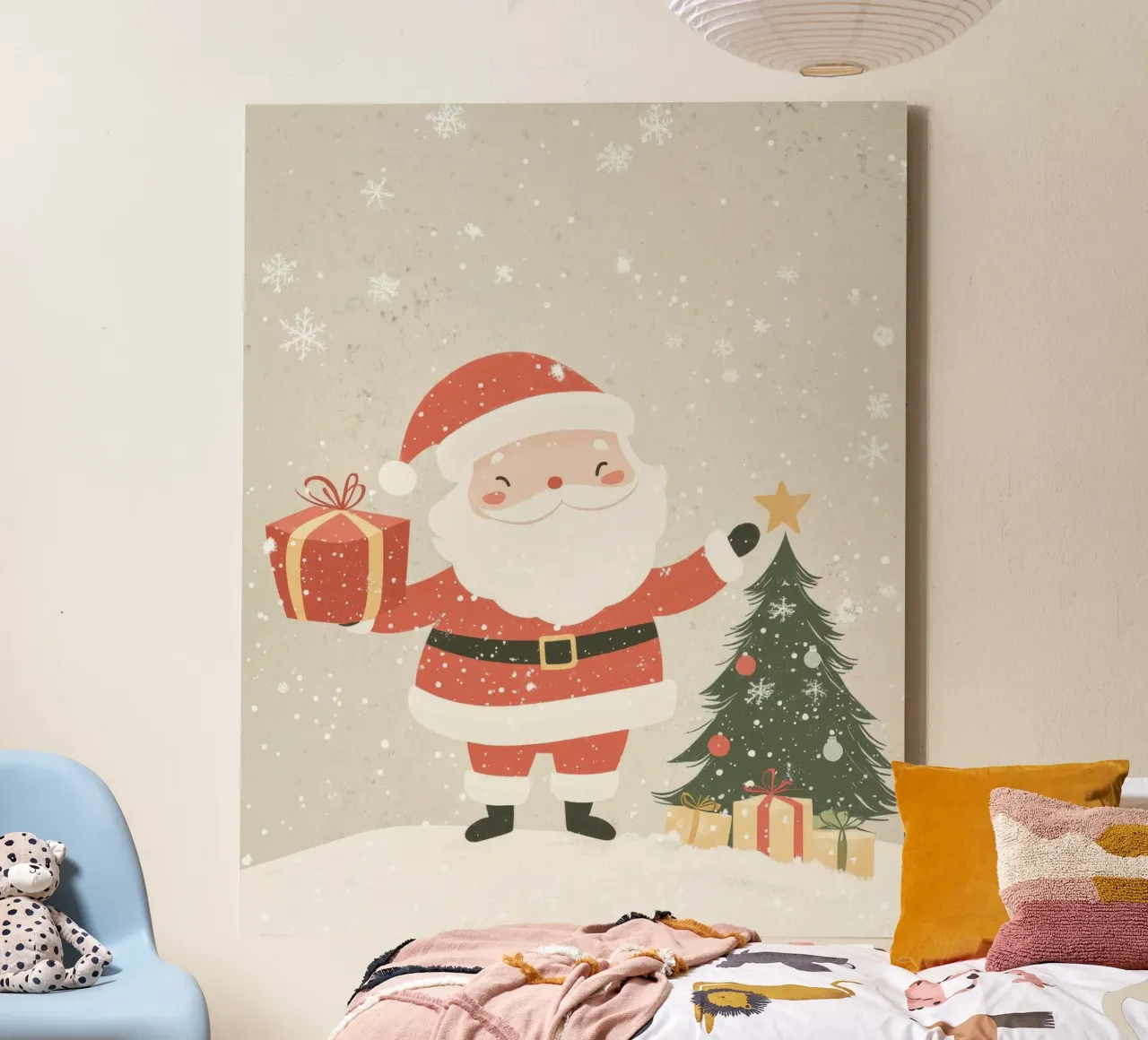 Grillige Kerstman canvas met Baklijst van Happy Littles