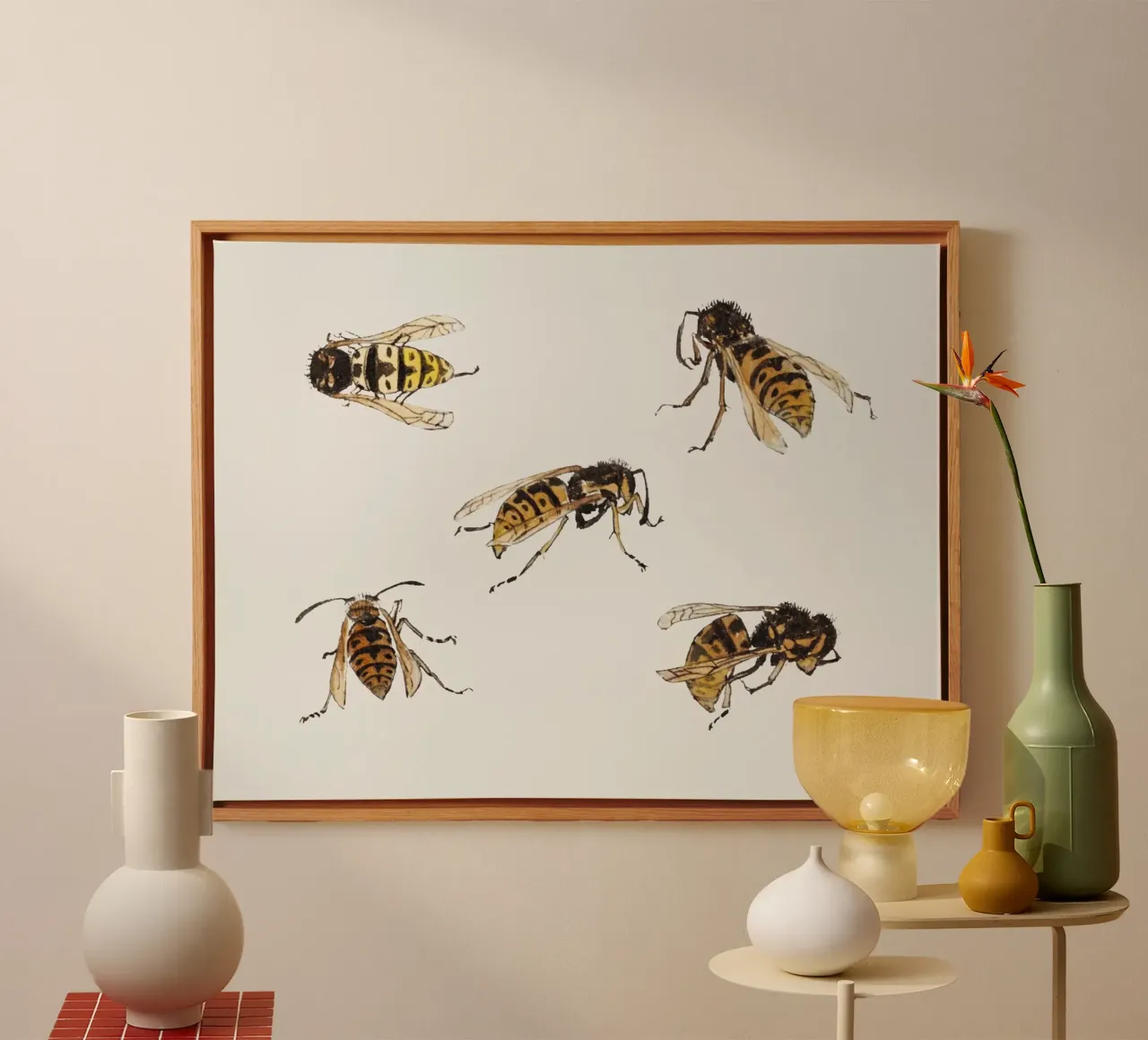 Studies of wasps tela con Cornice a cassetta da vintageshop
