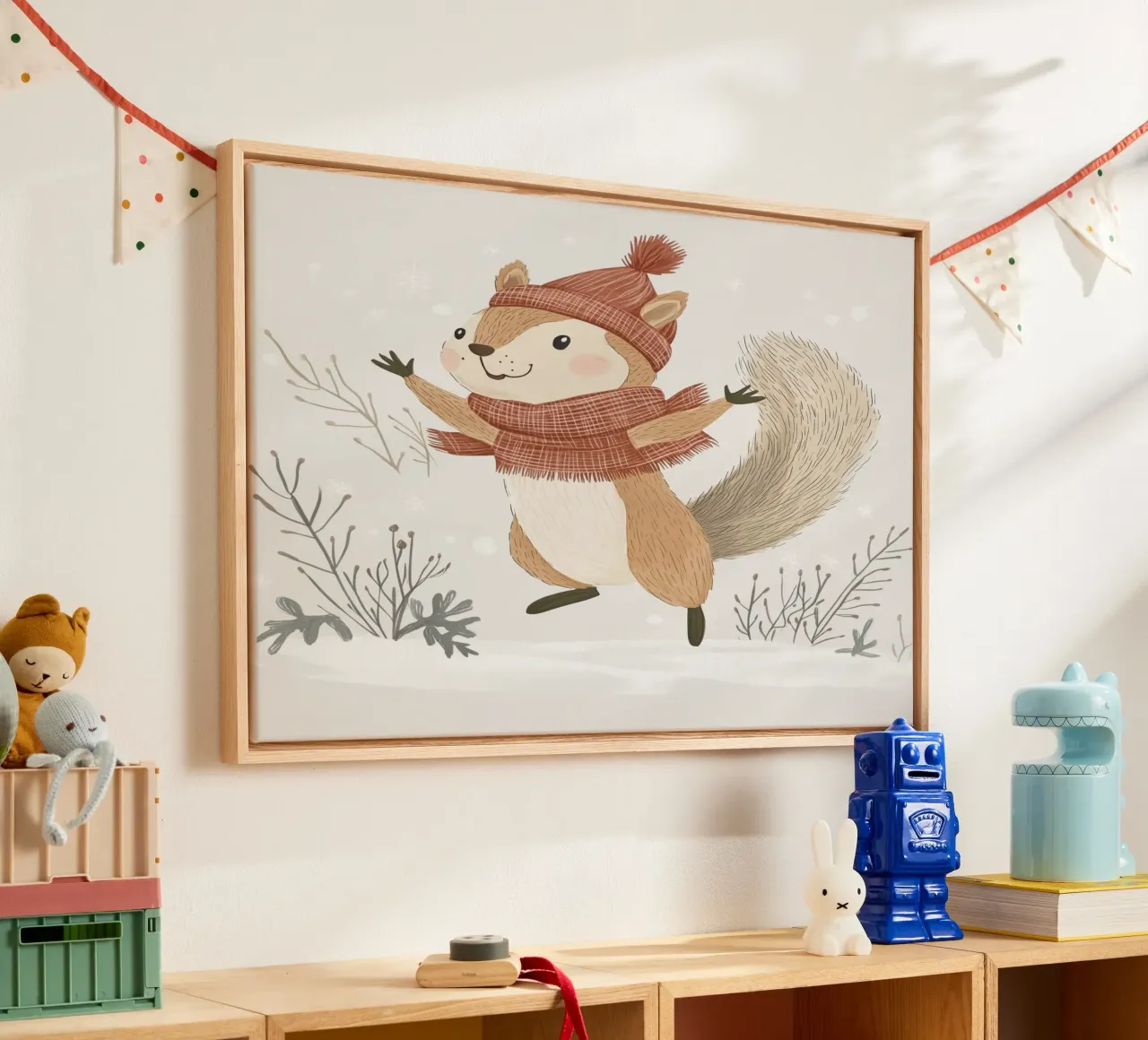 Whimsical Squirrel canvas with Floater frame by Happy Littles