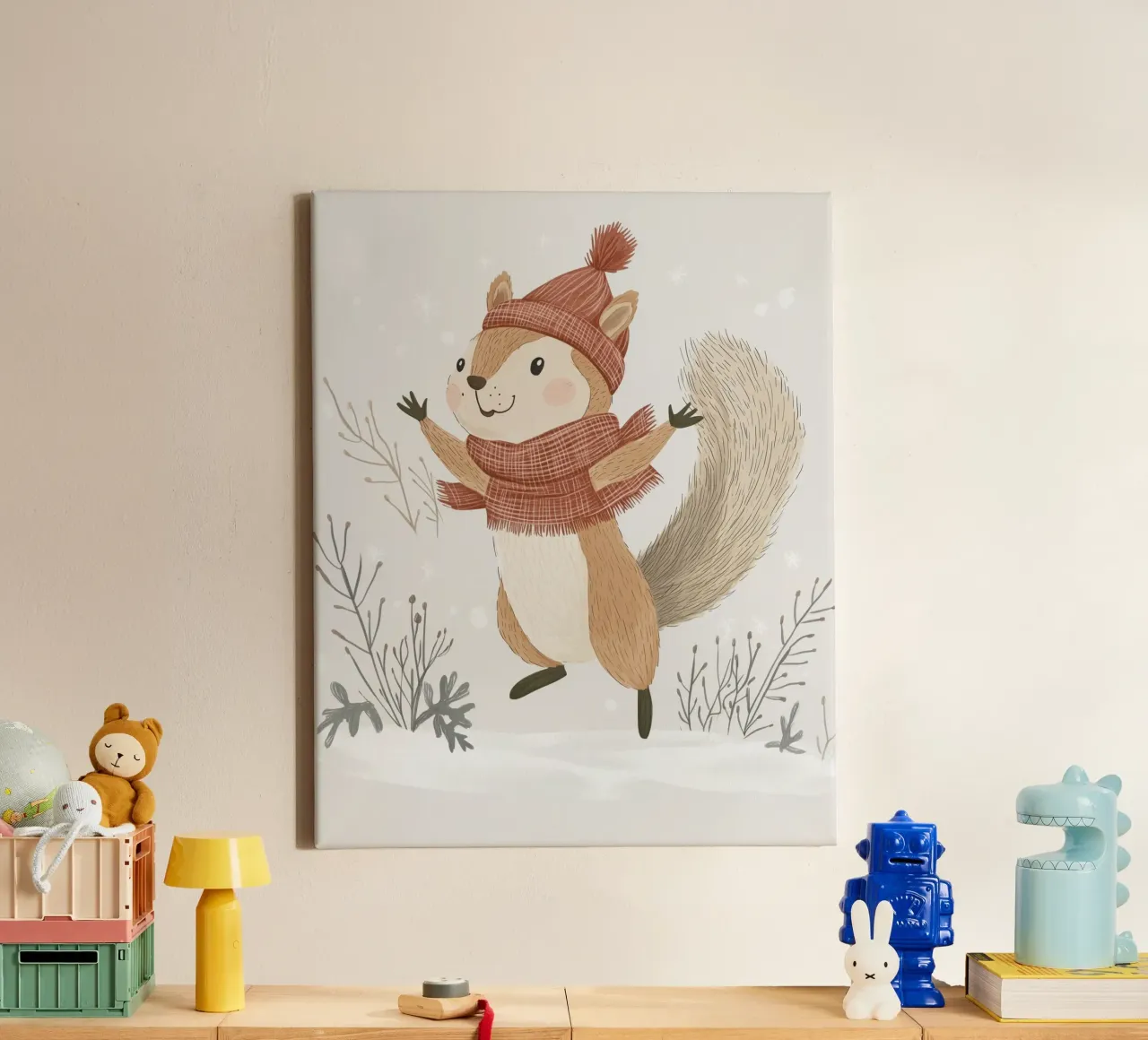 Whimsical Squirrel canvas with Floater frame by Happy Littles