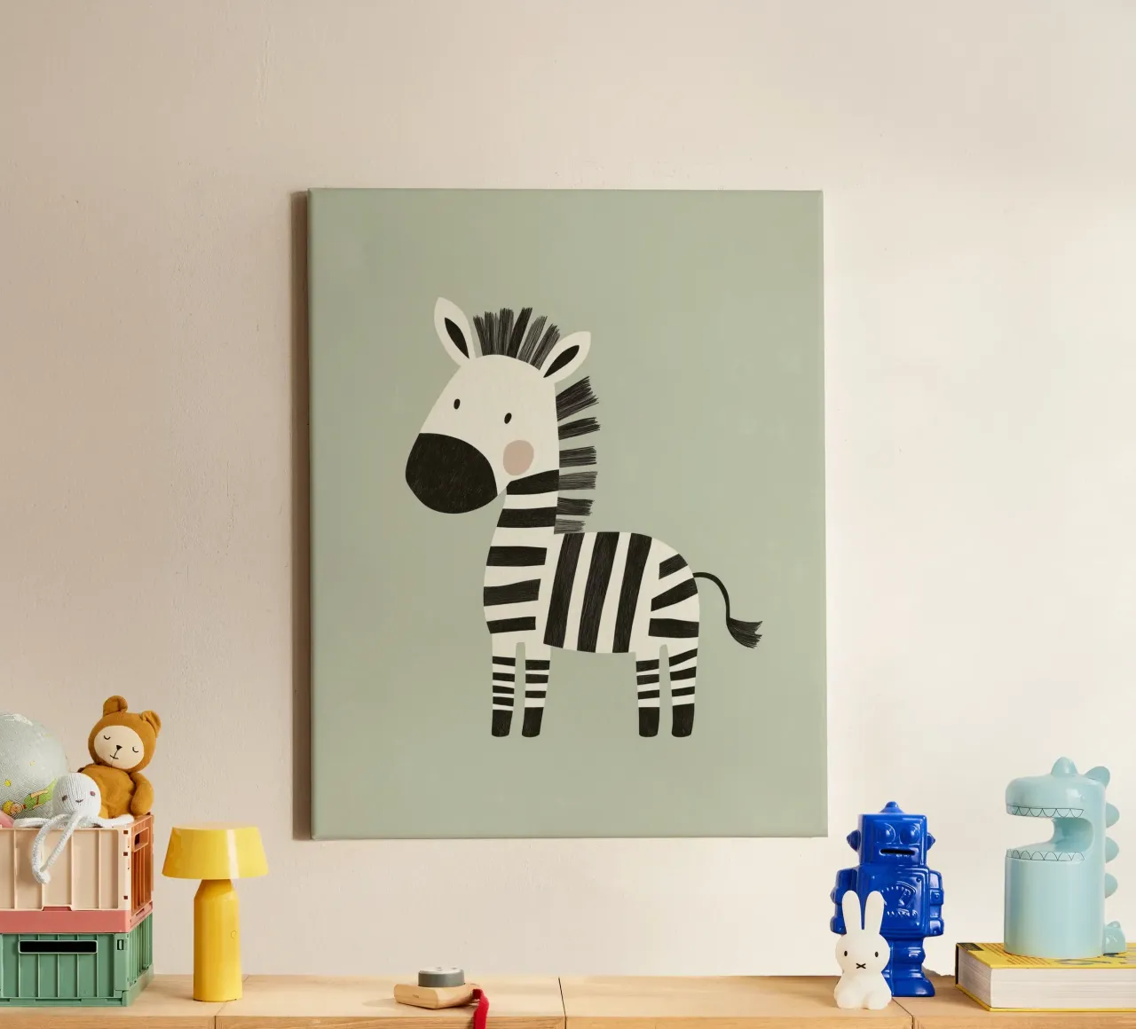 Whimsical Zebra canvas with Floater frame by Happy Littles