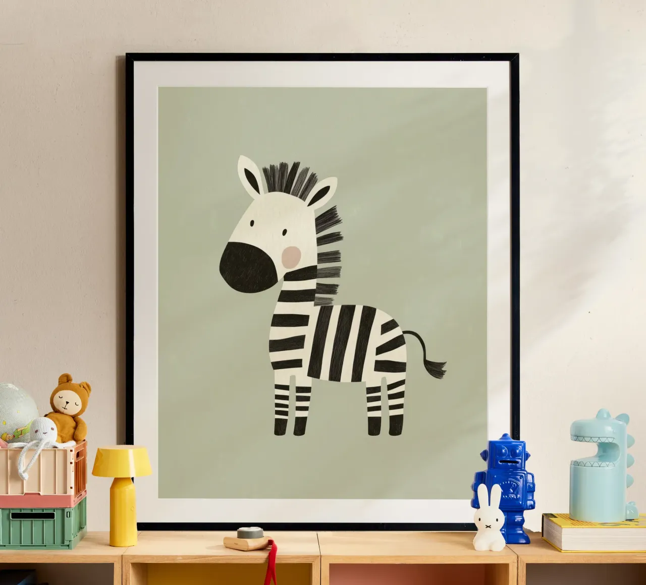 Zebra stravagante poster con telaio in legno da Happy Littles