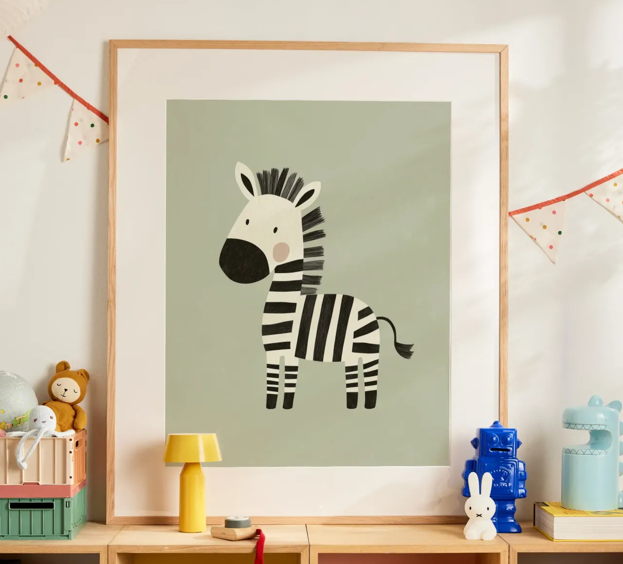 Zebra stravagante poster con telaio in legno da Happy Littles