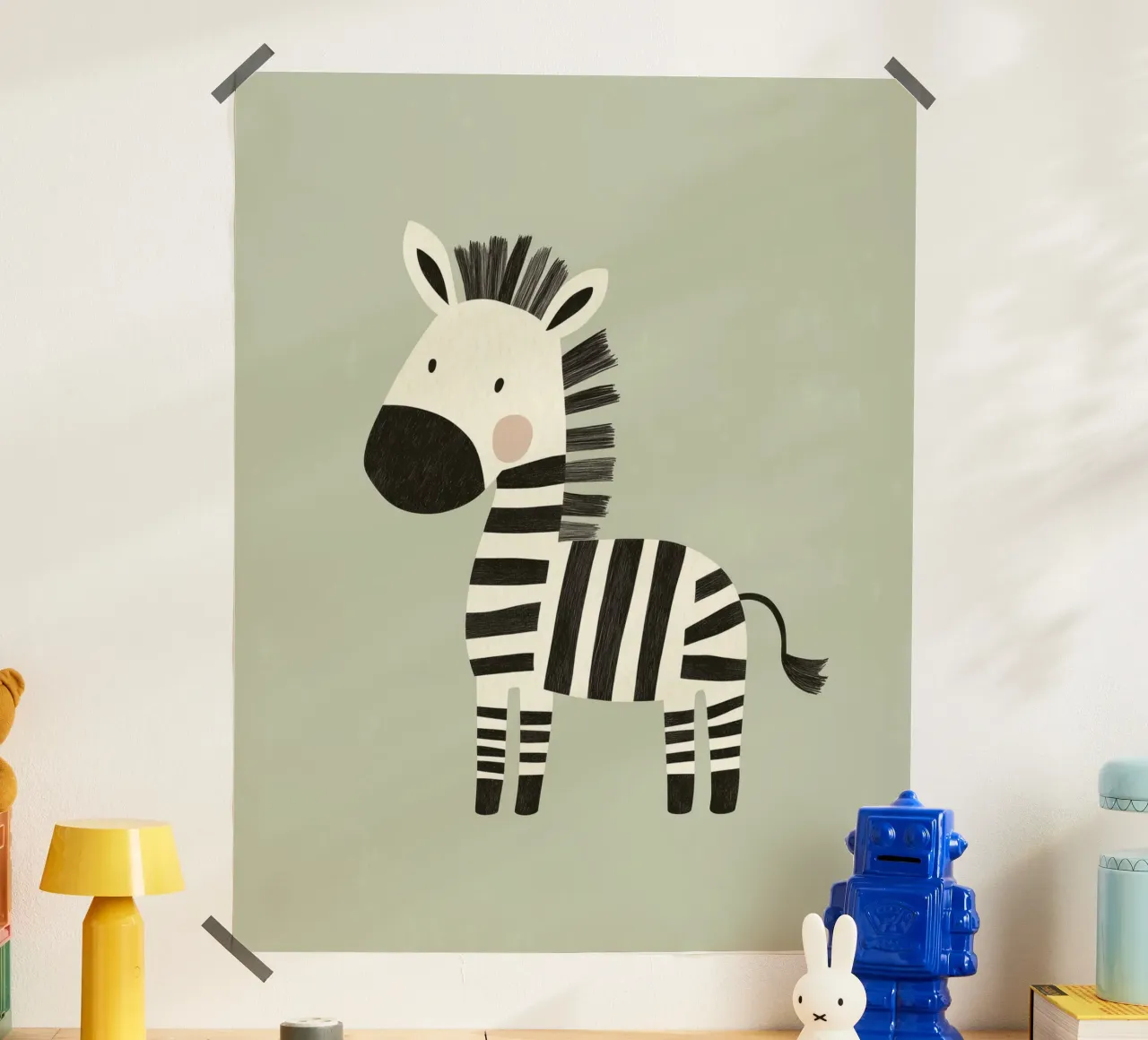 Zebra stravagante poster con telaio in legno da Happy Littles