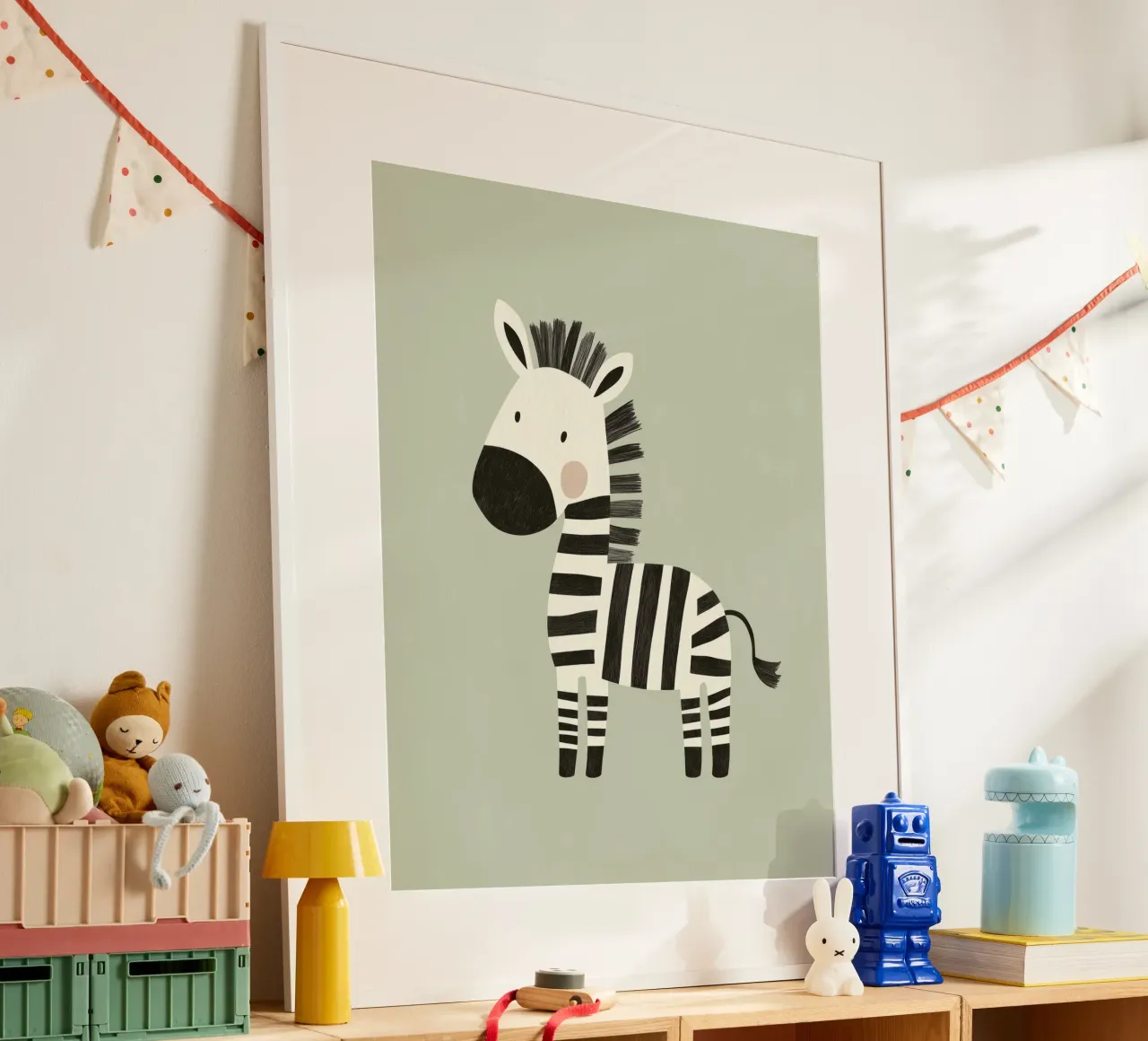 Zebra stravagante poster con telaio in legno da Happy Littles