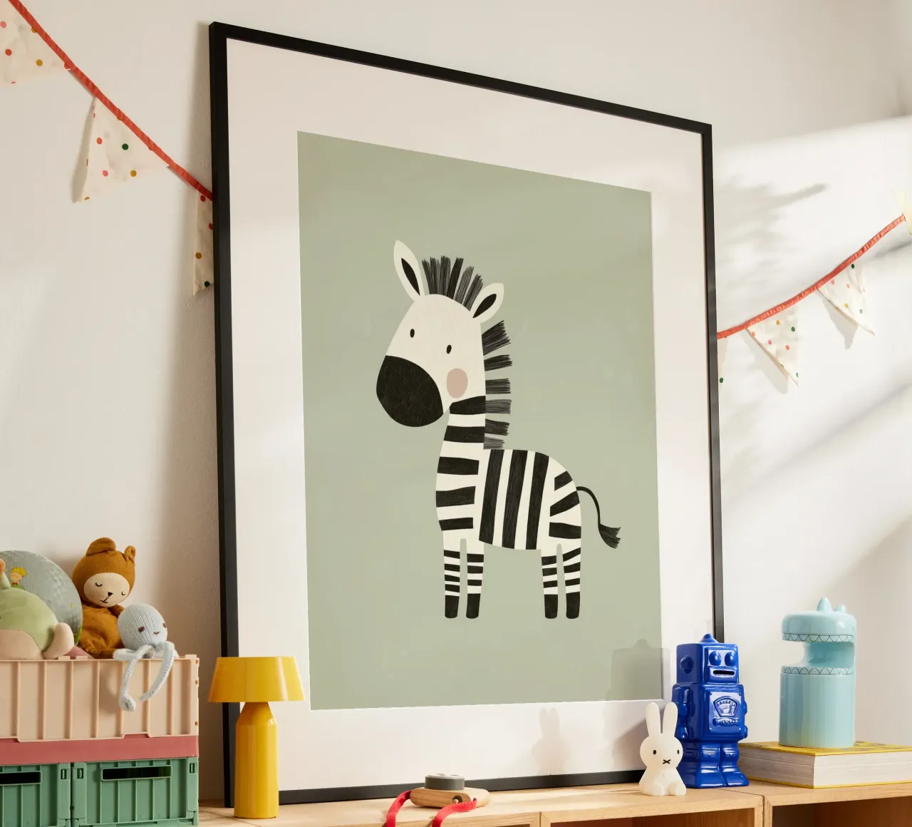 Zebra stravagante poster con telaio in legno da Happy Littles