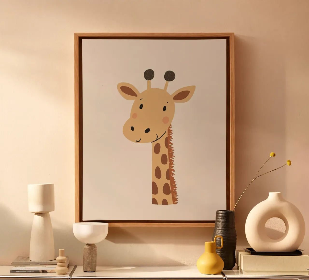 Giraffa stravagante tela con Cornice a cassetta da Happy Littles