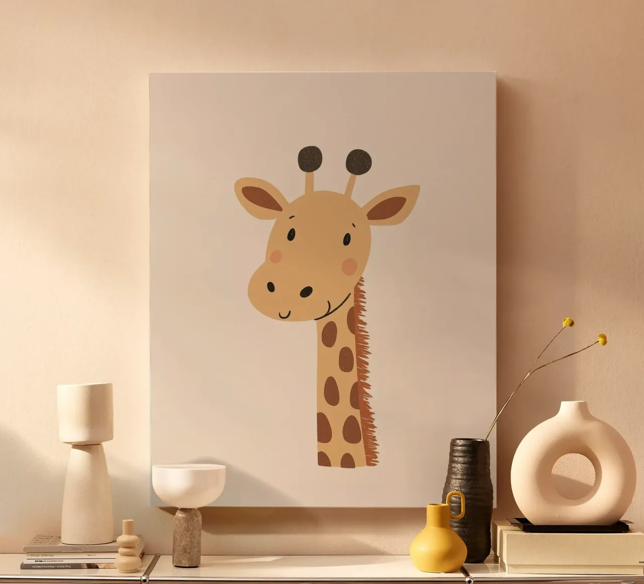 Giraffa stravagante tela con Cornice a cassetta da Happy Littles