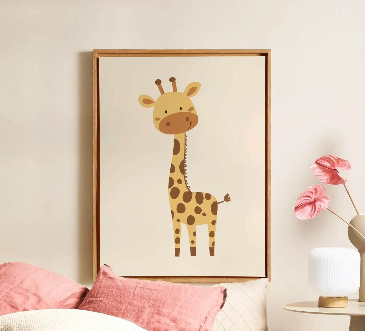 Grillige giraf canvas met Baklijst van Happy Littles