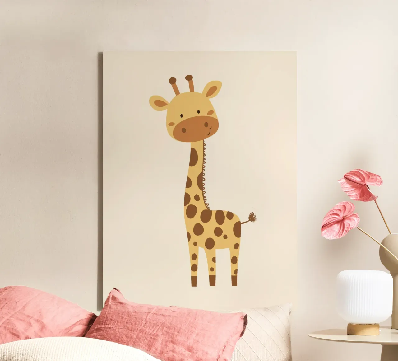 Grillige giraf canvas met Baklijst van Happy Littles