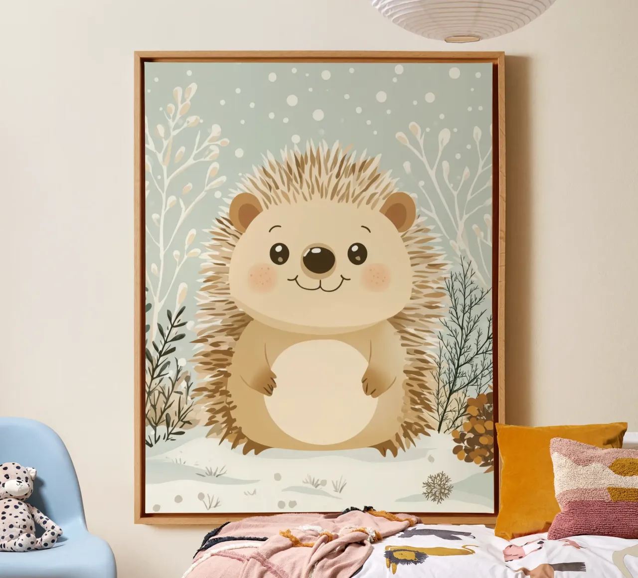 Whimsical Hedgehog canvas with Floater frame by Happy Littles