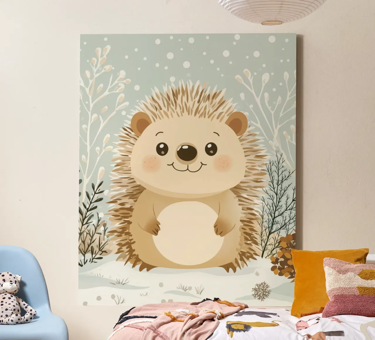 Whimsical Hedgehog canvas with Floater frame by Happy Littles