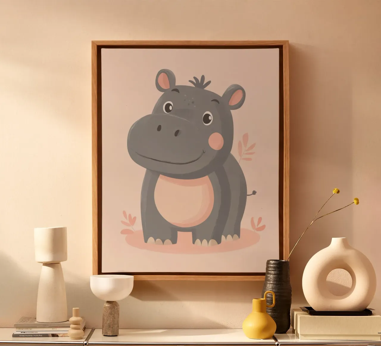 Ippopotamo stravagante tela con Cornice a cassetta da Happy Littles