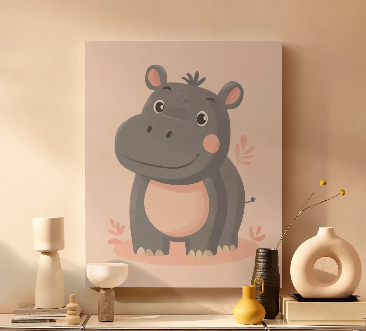 Ippopotamo stravagante tela con Cornice a cassetta da Happy Littles