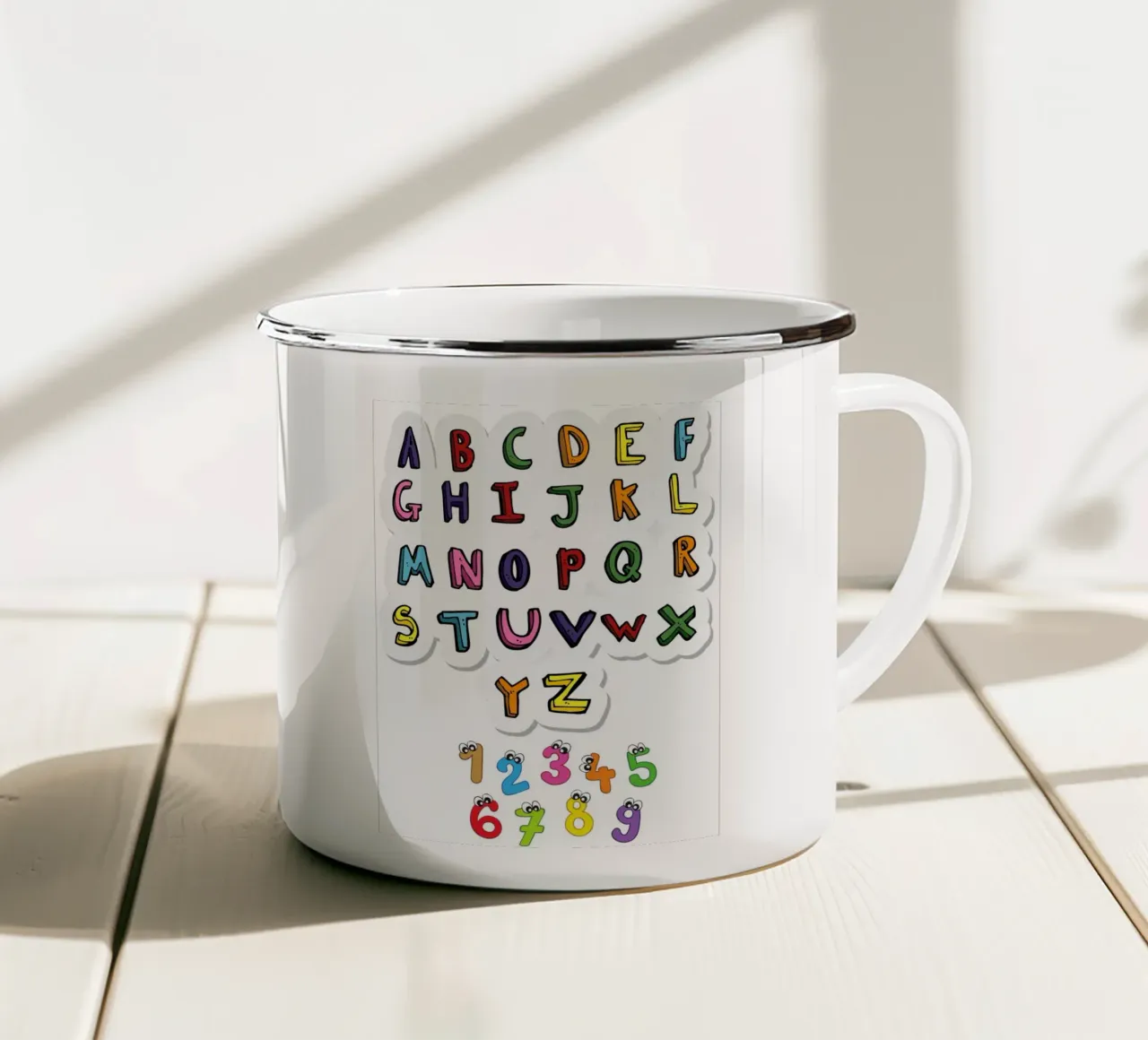 alphabet and numbers tazza in smalto da Creaton