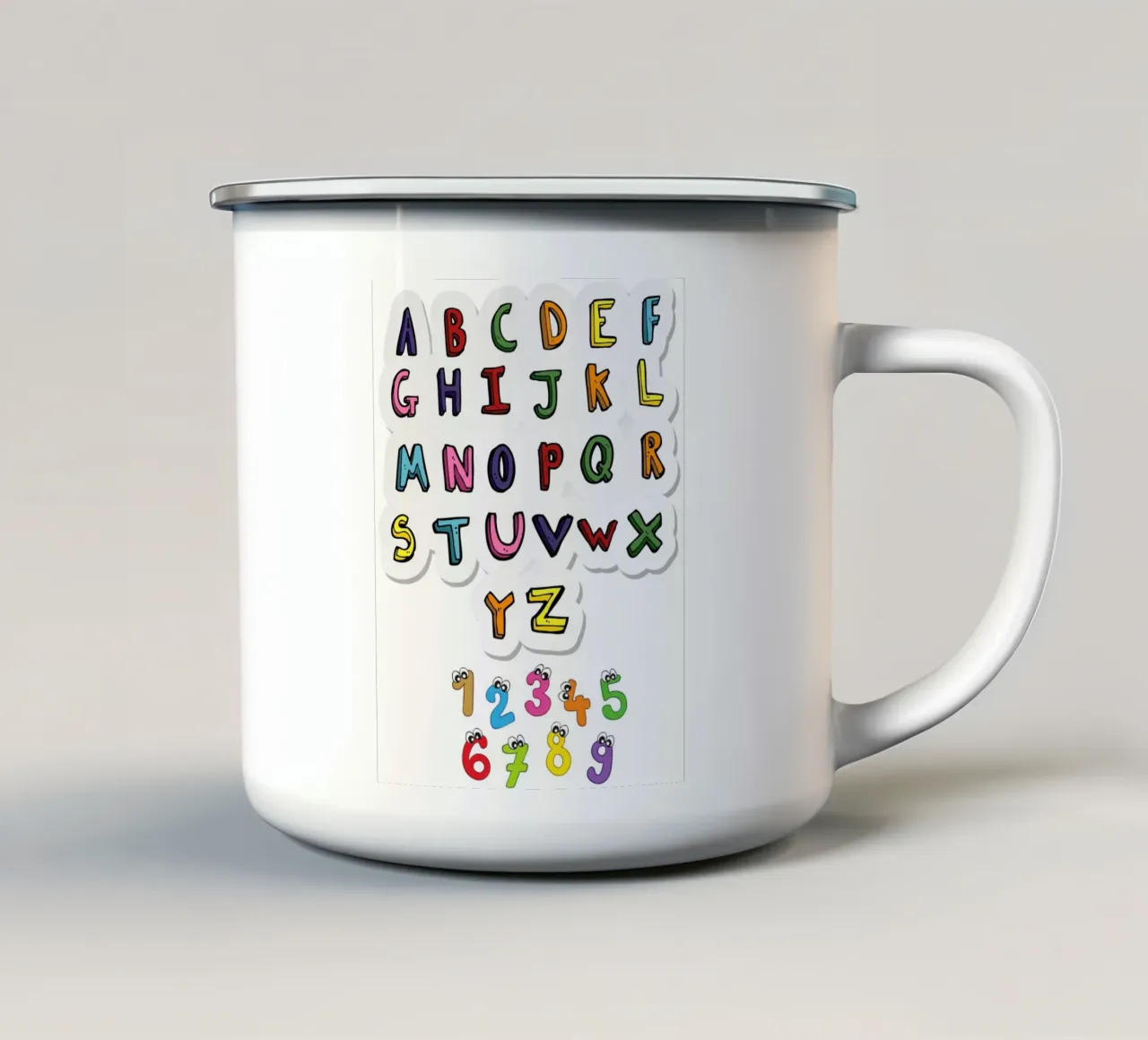 alphabet and numbers tazza in smalto da Creaton
