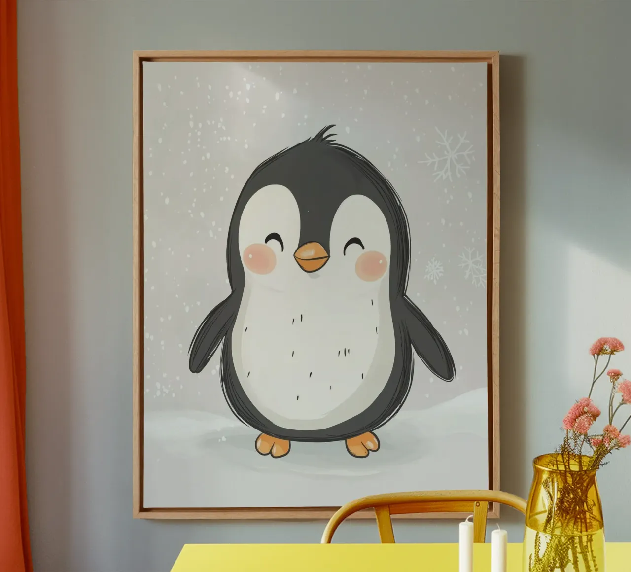 Whimsical Penguin canvas with Floater frame by Happy Littles