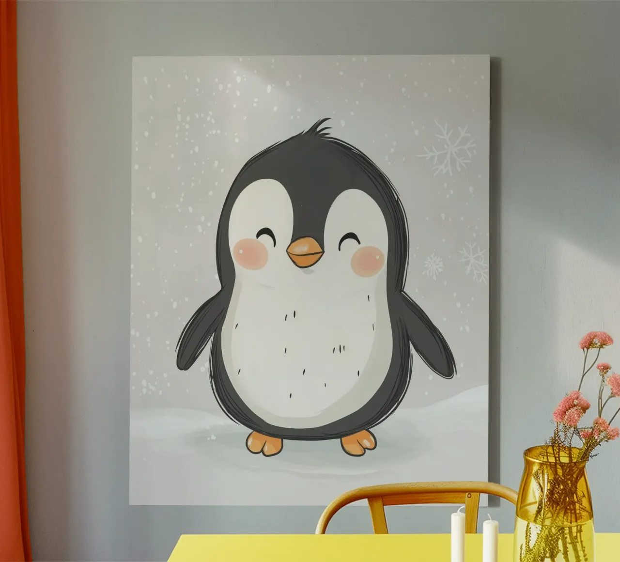 Whimsical Penguin canvas with Floater frame by Happy Littles