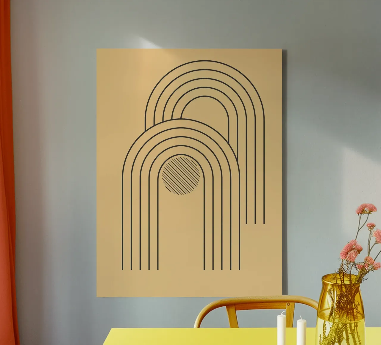 minimal line curve canvas with Floater frame by Creaton