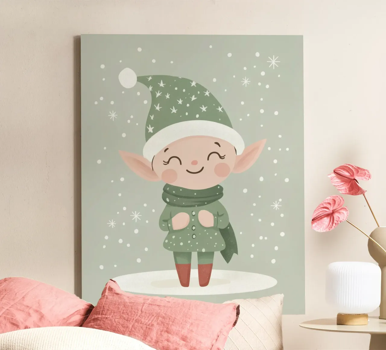 Grillige Elf canvas met Baklijst van Happy Littles