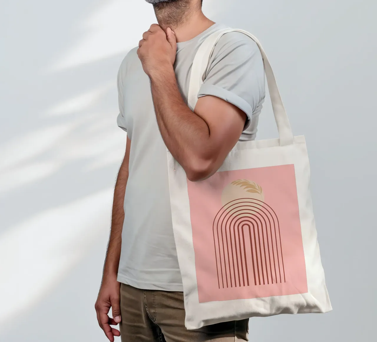 minimal line and circle leaf borsa in juta da Creaton