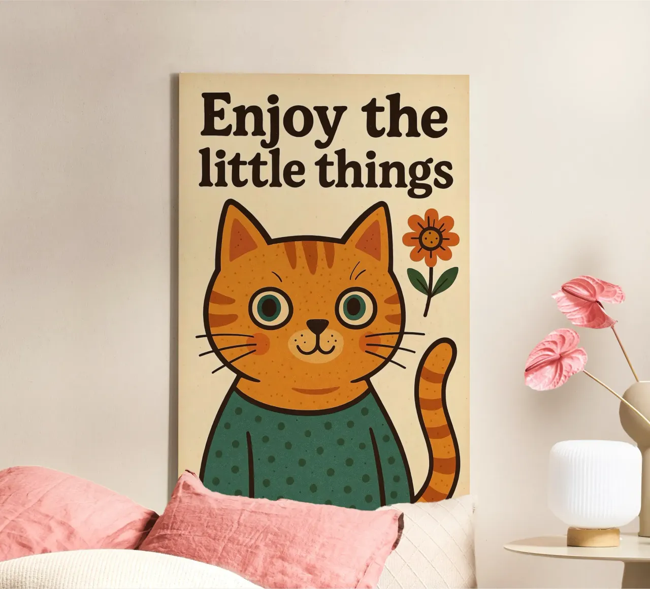 Geniet van de kleine dingen canvas met Baklijst van Arjun