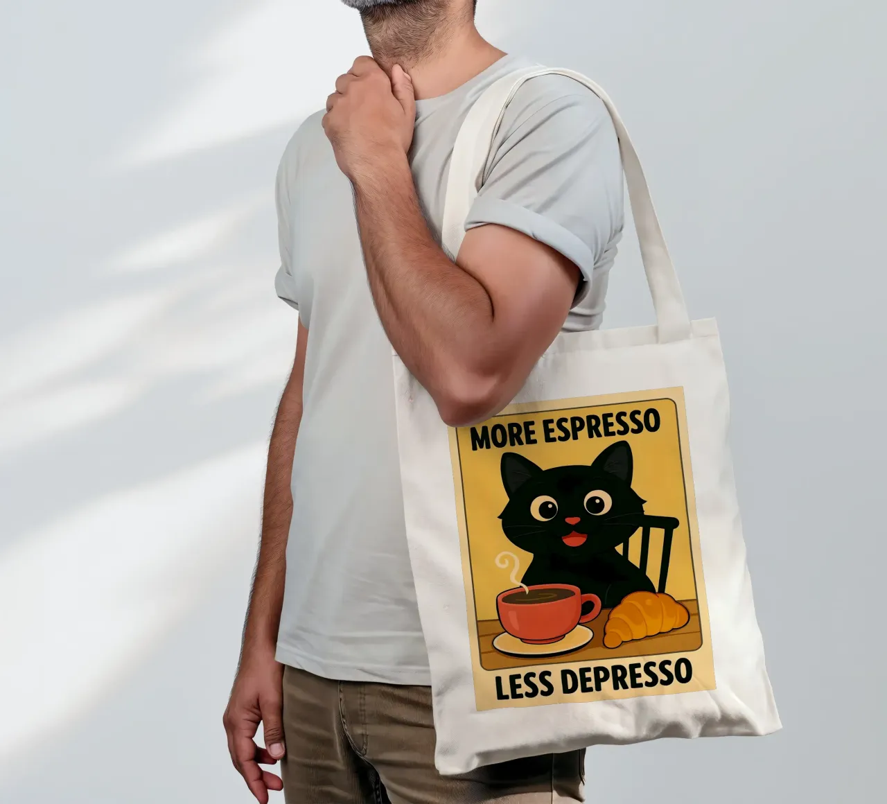 More Espresso Less Depresso borsa in juta da Arjun