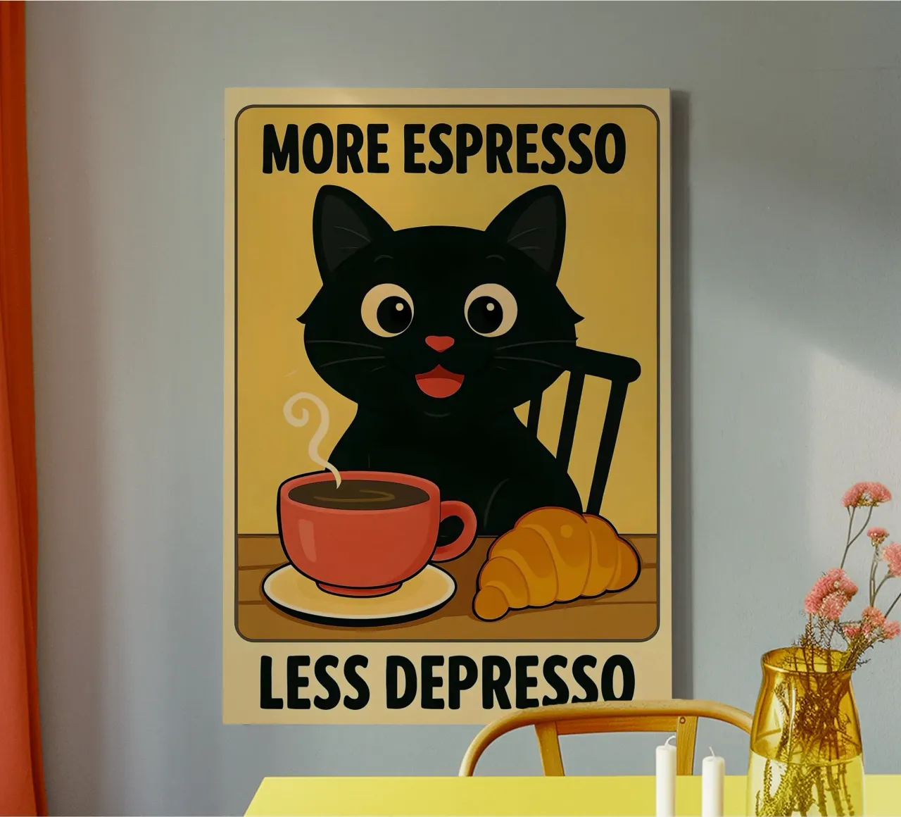 More Espresso Less Depresso tela con Cornice a cassetta da Arjun