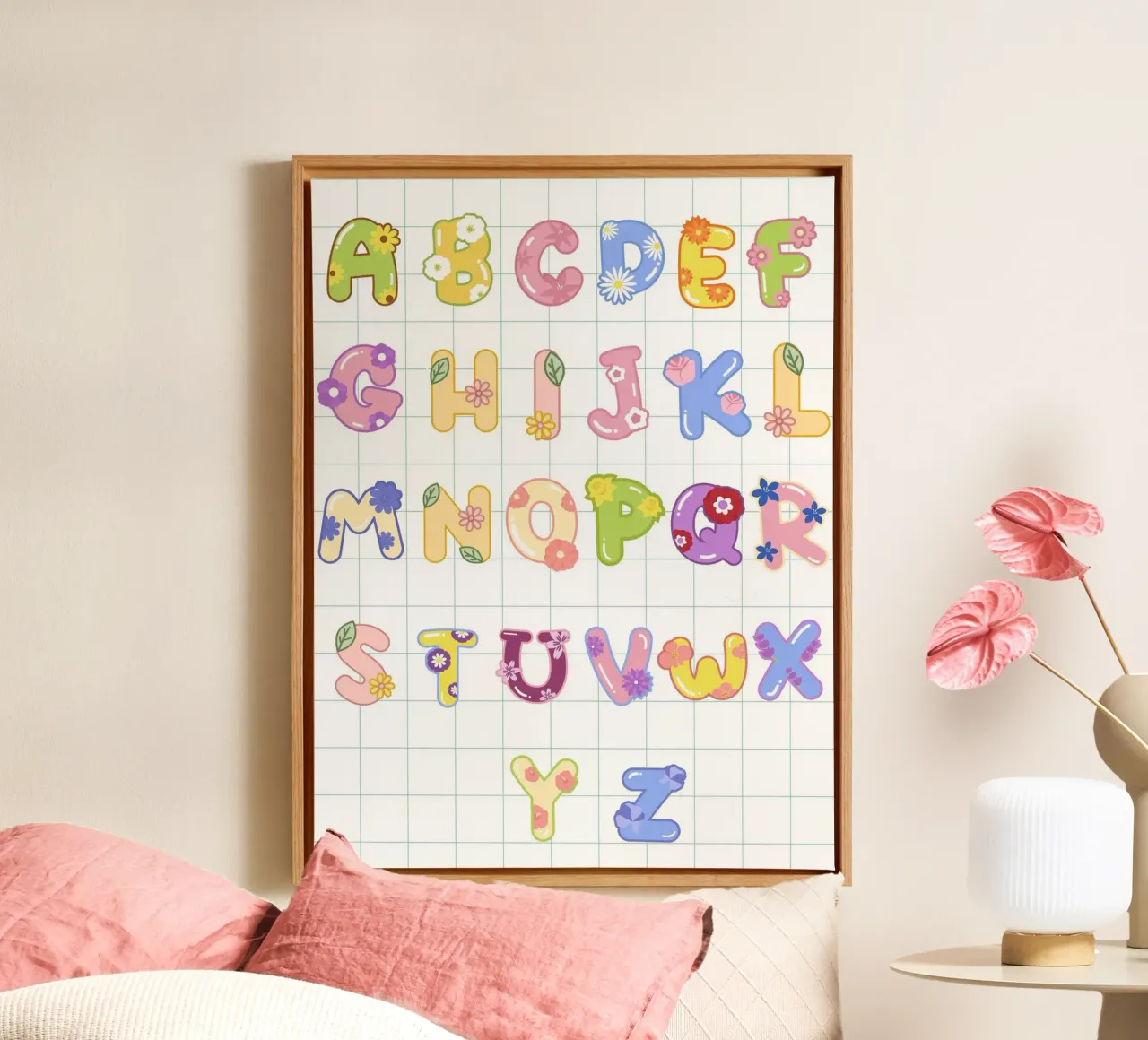 cute alphabet 02 tela con Cornice a cassetta da Creaton
