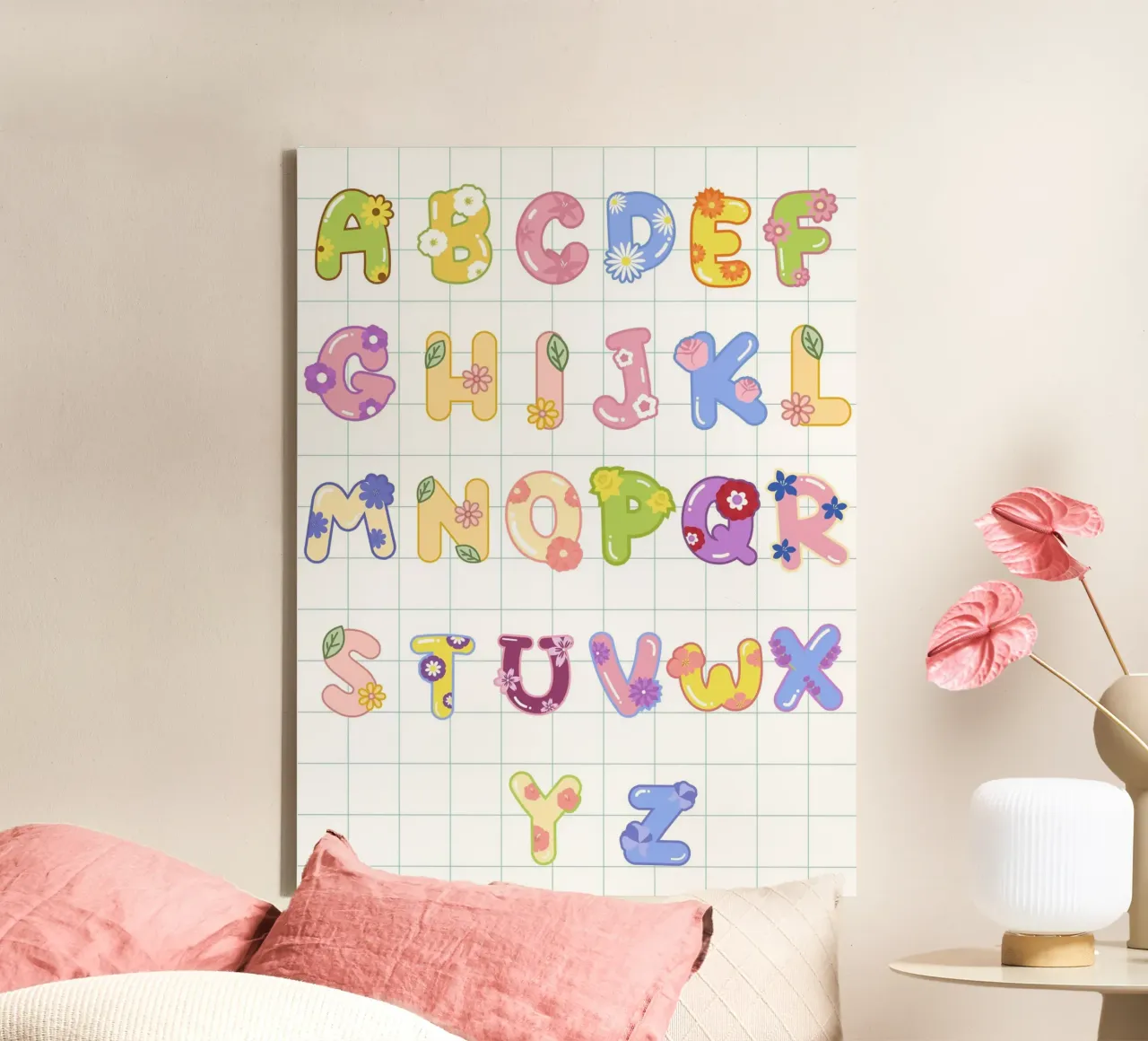cute alphabet 02 tela con Cornice a cassetta da Creaton