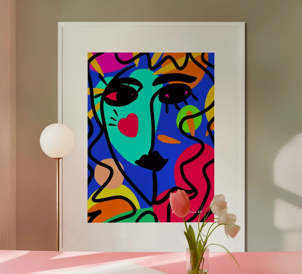 Amore del cuore poster con telaio in legno da Mike Leymi