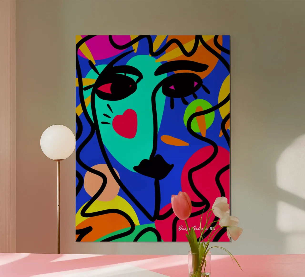 Amore del cuore poster con telaio in legno da Mike Leymi