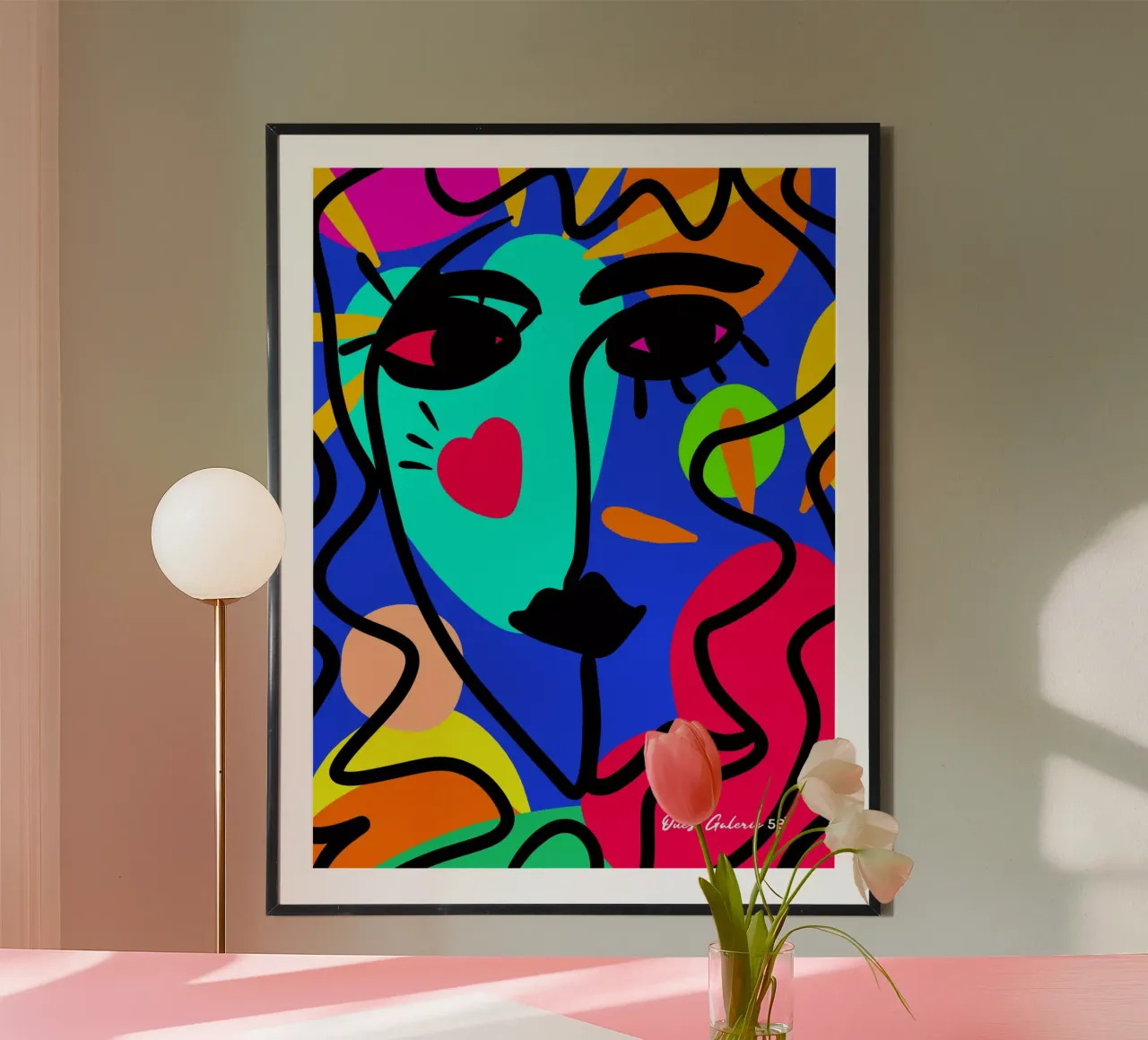 Amore del cuore poster con telaio in legno da Mike Leymi