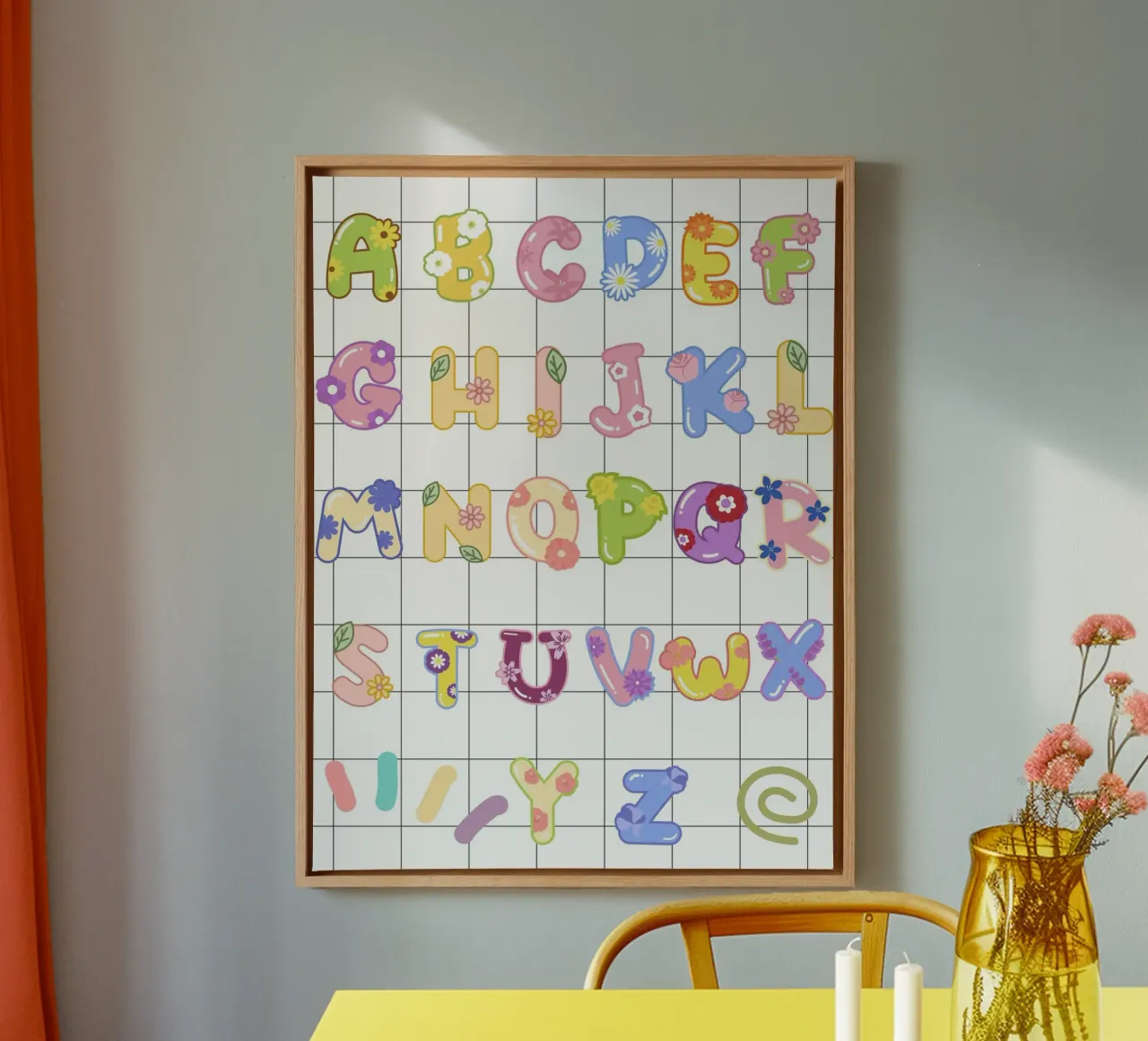 cute alphabet 03 tela con Cornice a cassetta da Creaton