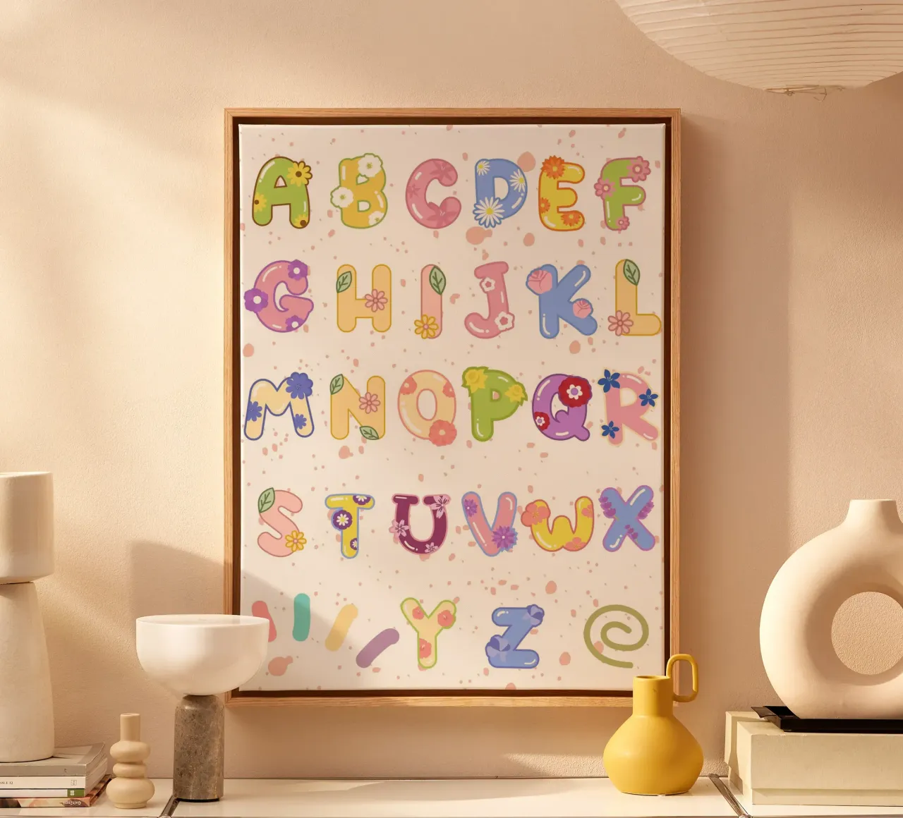 cute alphabet 04 tela con Cornice a cassetta da Creaton