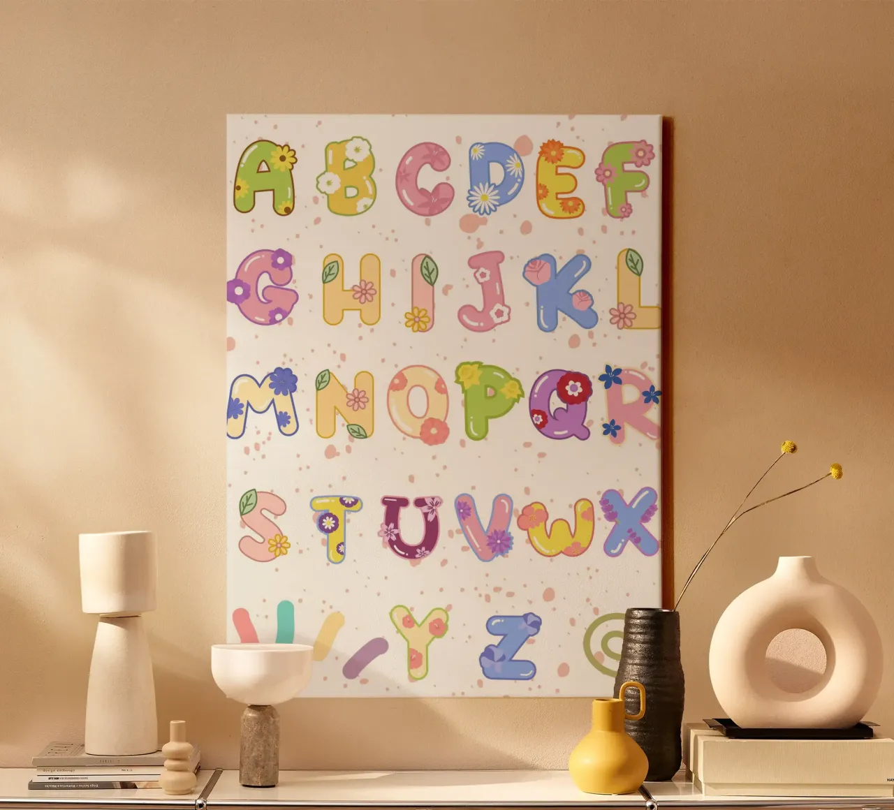 cute alphabet 04 tela con Cornice a cassetta da Creaton