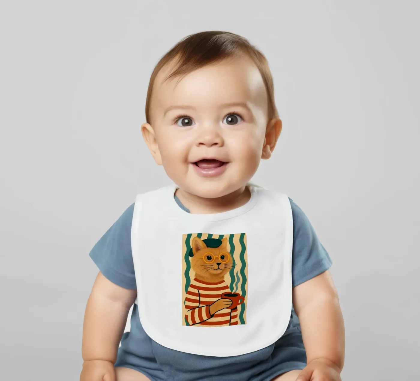 French Cat baby bib by Arjun